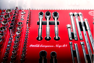 Spesialtilpasset verktøyvogn laget for Coca Cola Enterprises Norge